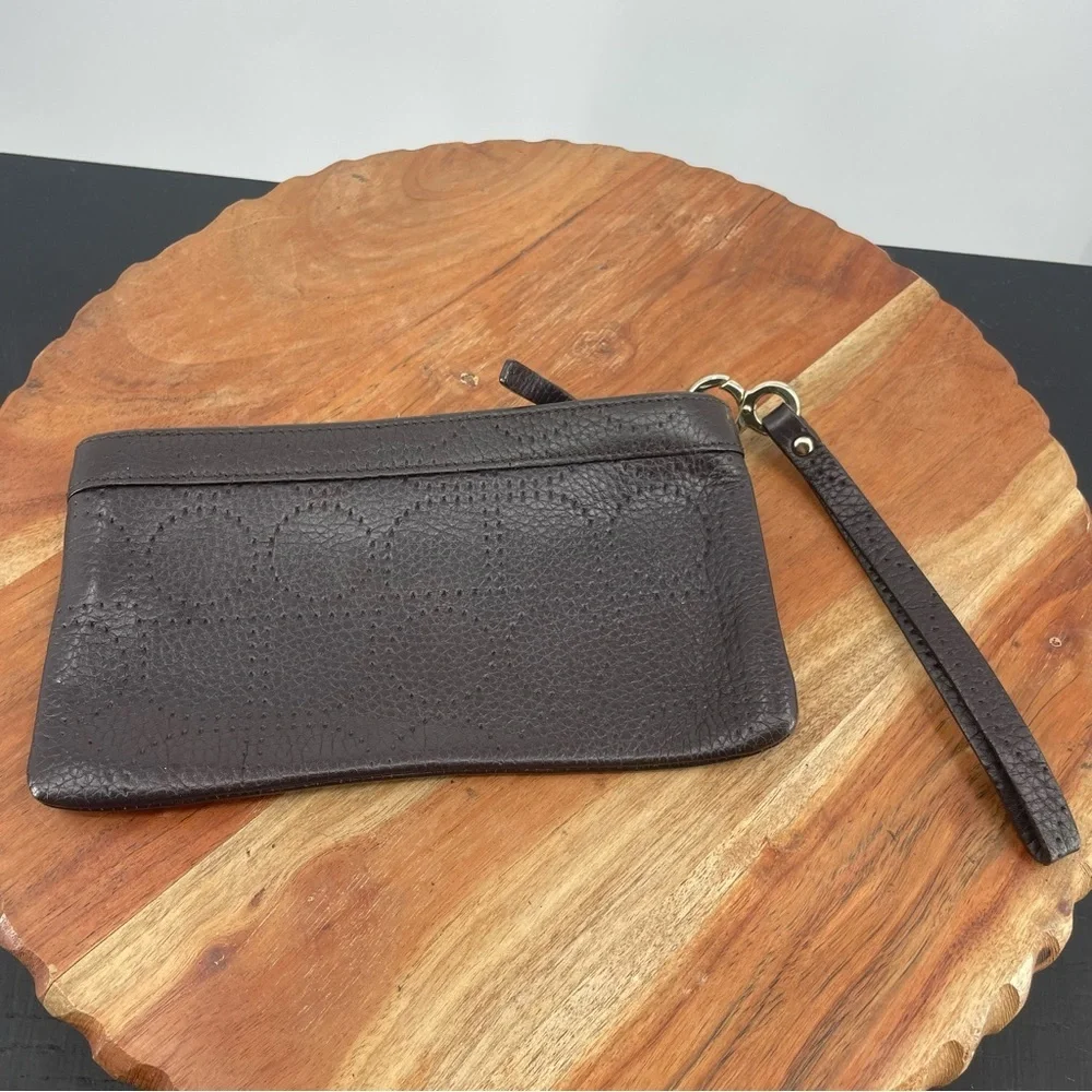 Vintage Kate spade wristlet‎ brown leather perforated